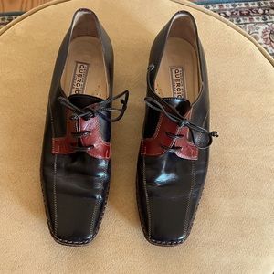 Black and Red Italian Leather Oxfords Size 38.5